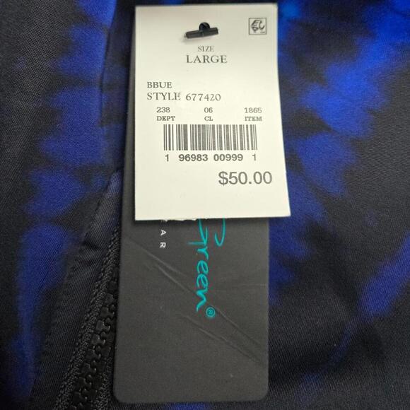 High Neck Zip-Front One Piece Swimsuit | Aqua Green | Large - Picture 6 of 9